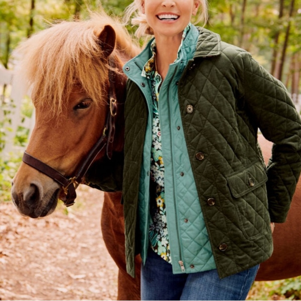 Talbots Green Quilted Barn Jacket XS